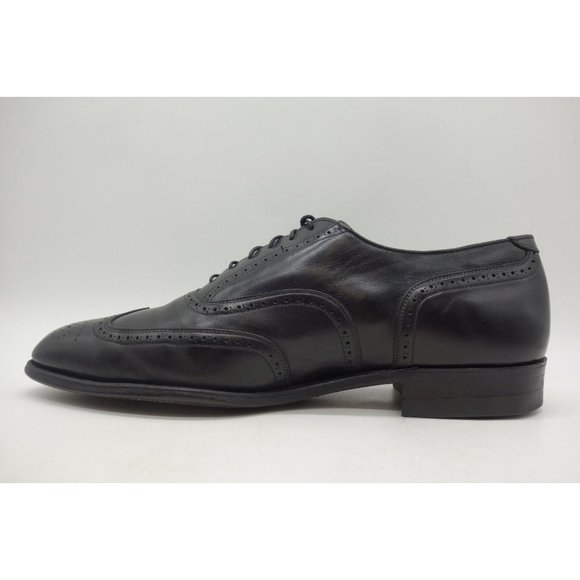 Vintage Black Leather Classic Wingtip Lace Up Oxfords Shoes Men\'s 12 D main image 11